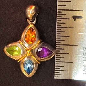 GORGEOUS 18kt, .925 Multi Gemstone Pendant